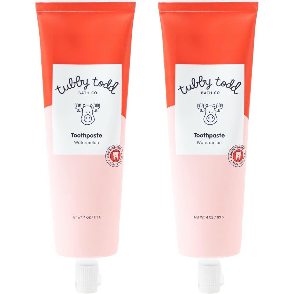 Tubby Todd Fluoride Free Kids Toothpaste front view of two pack watermelon flavor.