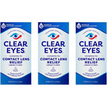 Clear Eyes Contact Lens Relief Soothing Eye Drops three pack front packaging view