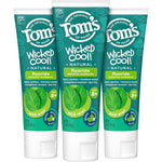 Tom's of Maine Wicked Cool Children's Toothpaste 3-pack front view for cavity protection.