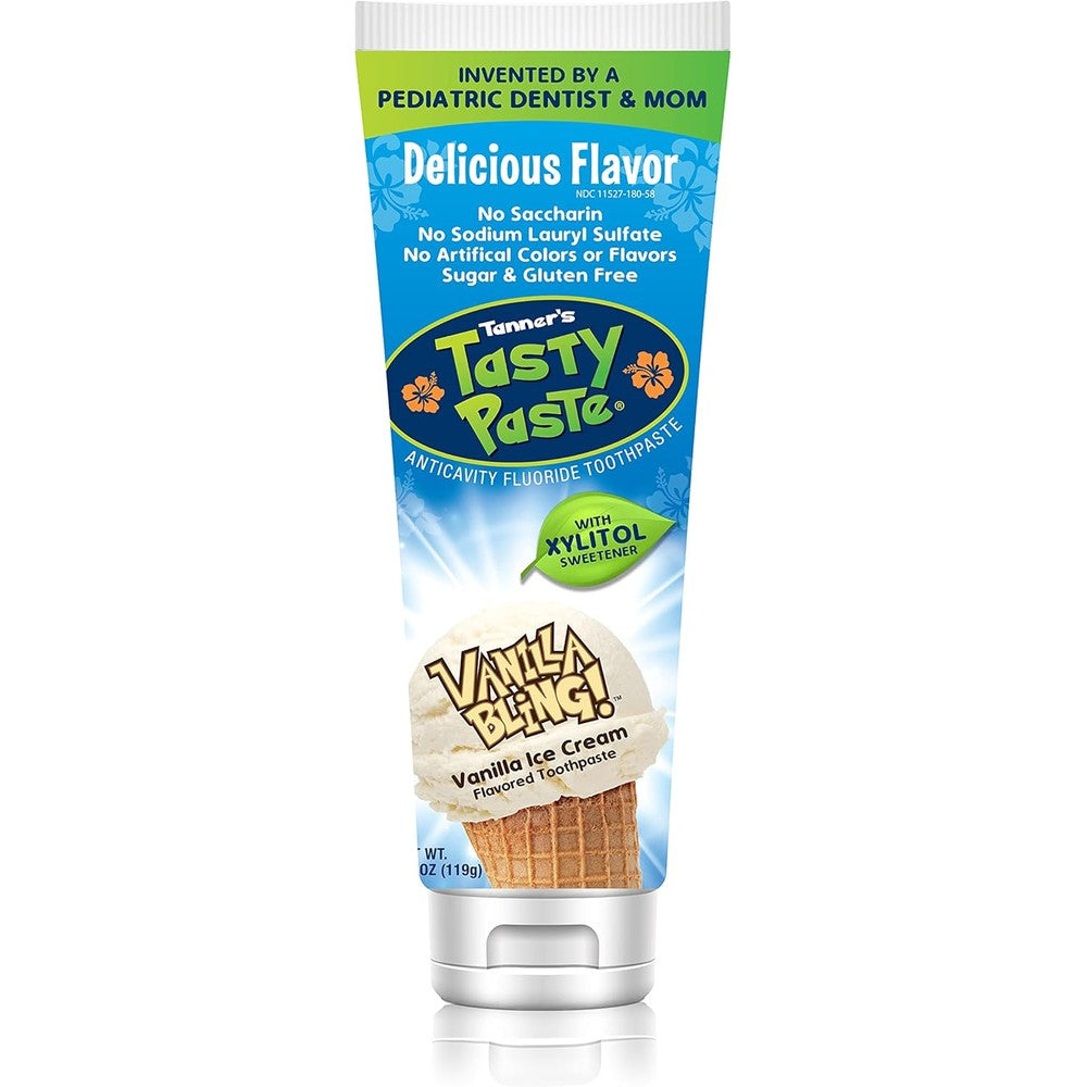Tanner's Tasty Paste Vanilla Bling front view of 4.2 ounce tube