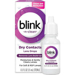 Bausch + Lomb Blink N Clean Lens Drops front packaging view showing the zero point five fluid ounce bottle.