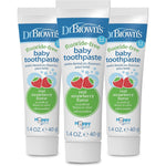 Dr. Brown's Fluoride-Free Baby Toothpaste three pack front view for infant oral care.