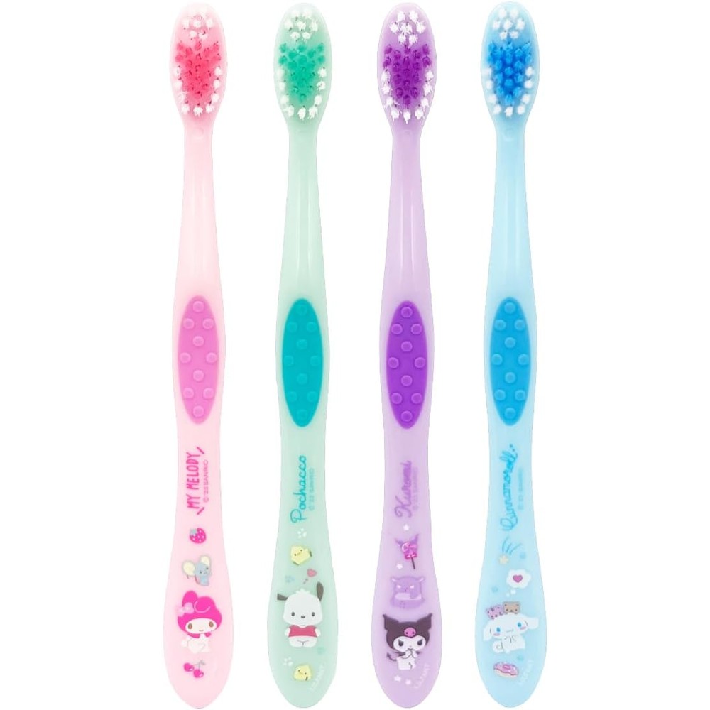 Dropy Colorful Cute Character Toothbrush Set 4 Pack front view manual toothbrushes