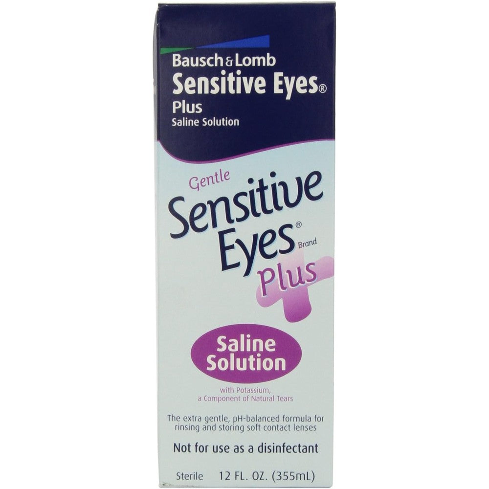 Bausch and Lomb Sensitive Eyes Saline Solution bottle front view