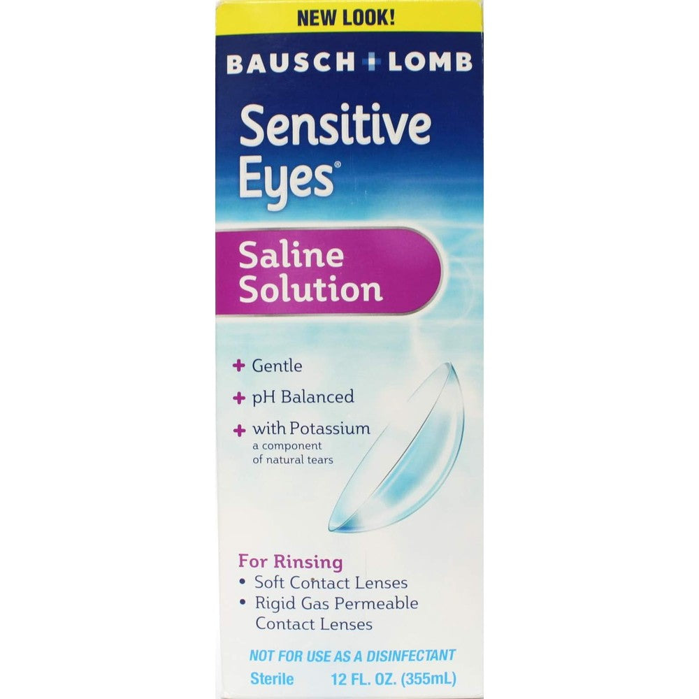 Bausch and Lomb Sensitive Eyes Plus Saline Solution 6 pack front view