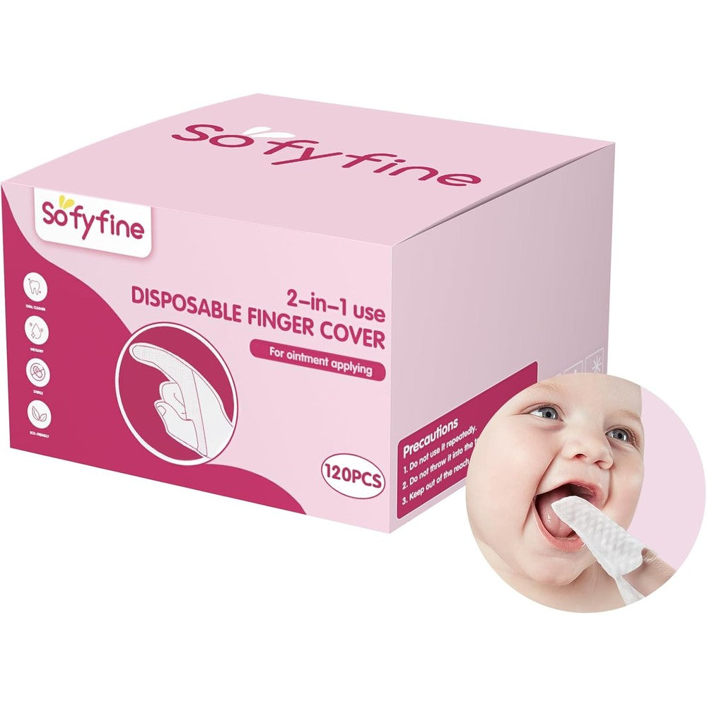 SOFYFINE Baby Tongue Cleaner 60 count box front view for infant oral hygiene.