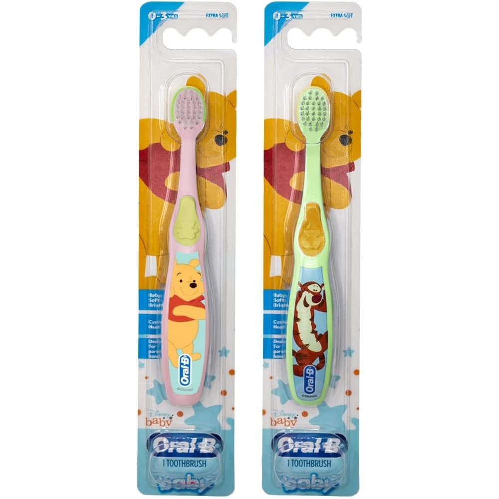 Oral-B Baby Manual Toothbrush Pack of 2 front view showing Disney Pooh characters.