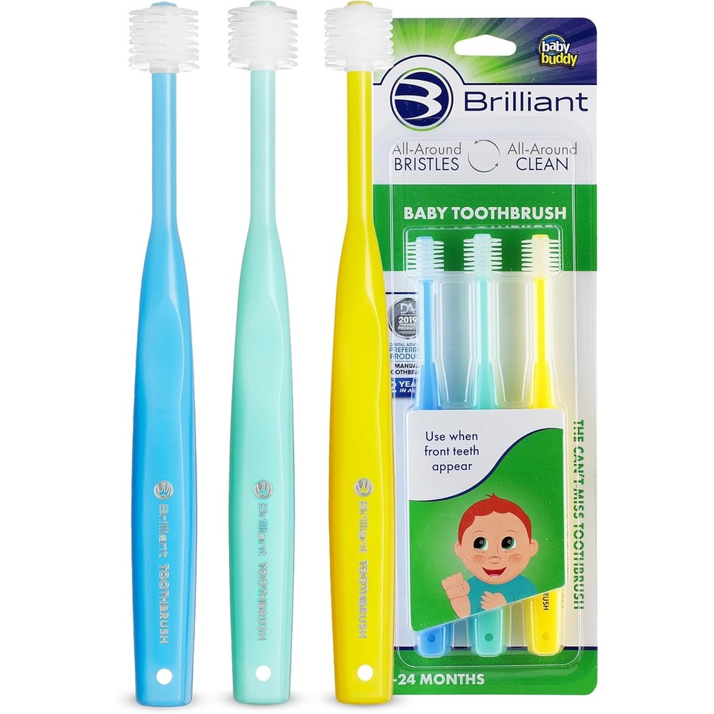 Brilliant Baby Toothbrush 3-pack front view for infant oral care