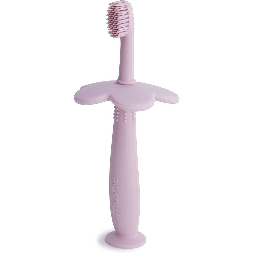 Mushie Flower Toddler Training Toothbrush Soft Lilac front view