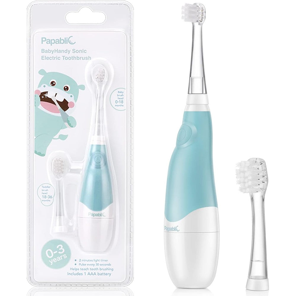 Papablic BabyHandy 2-Stage Sonic Electric Toothbrush front view for infant oral hygiene