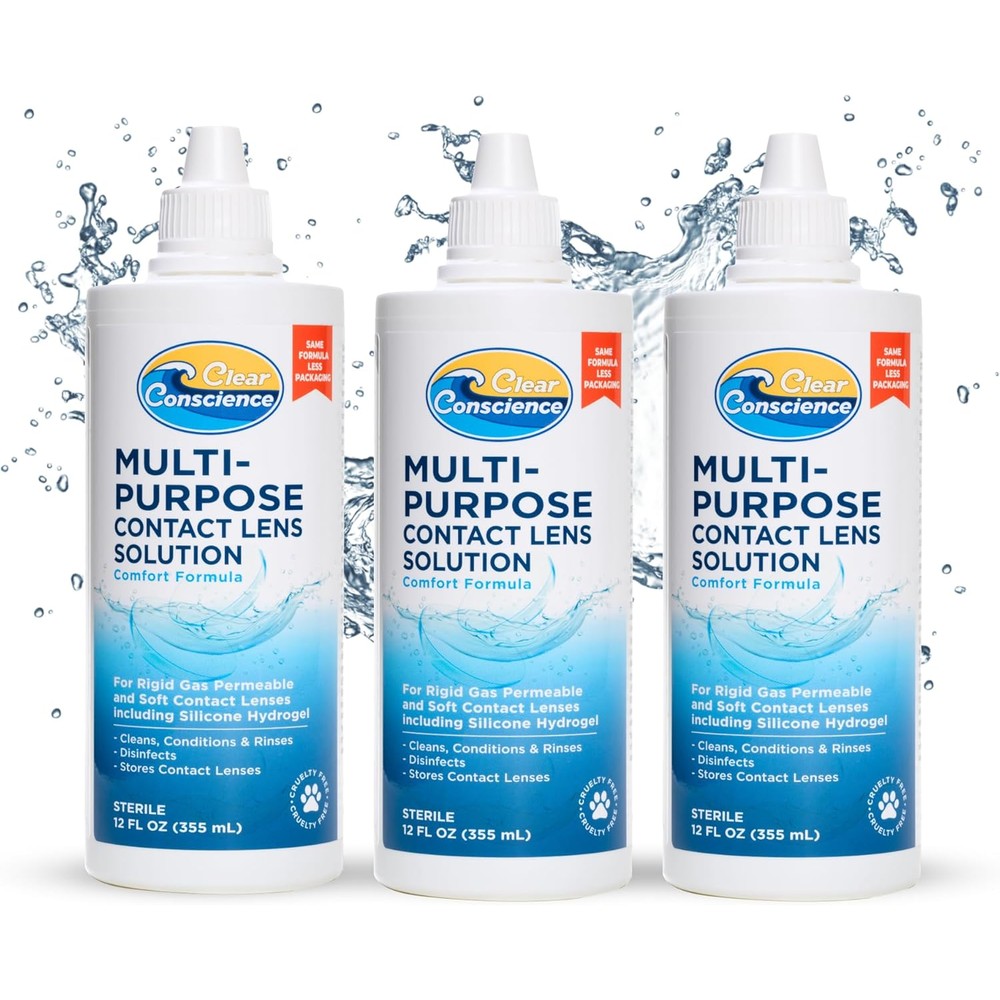 Clear Conscience cruelty free contact lens solution bottle front view