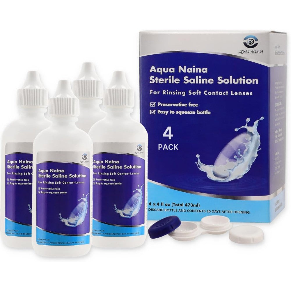 Oculus Curae Aqua Naina Sterile Saline Solution four pack front view