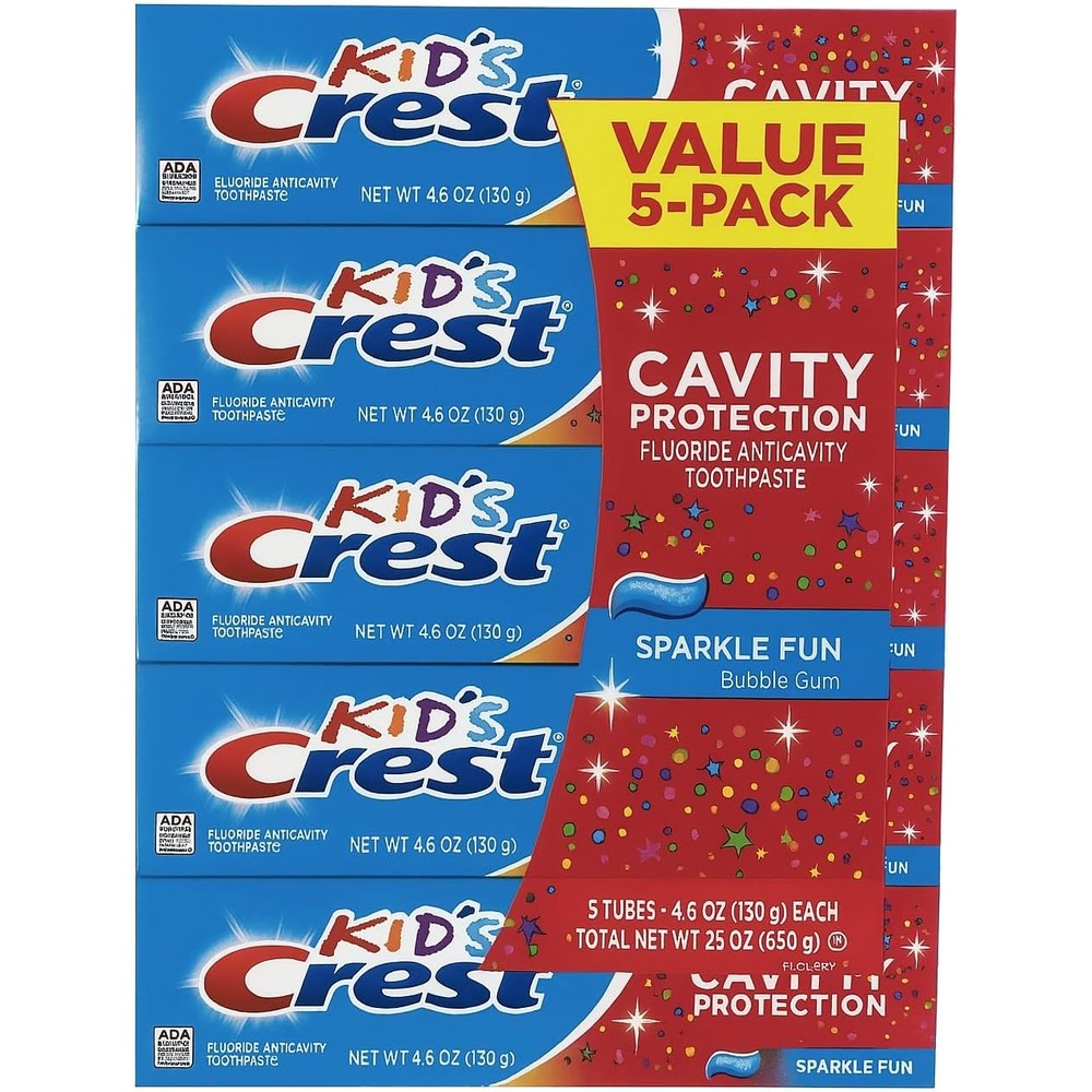 American Standart Crest Kids Cavity Protection Toothpaste 5 Pack front view kids oral care