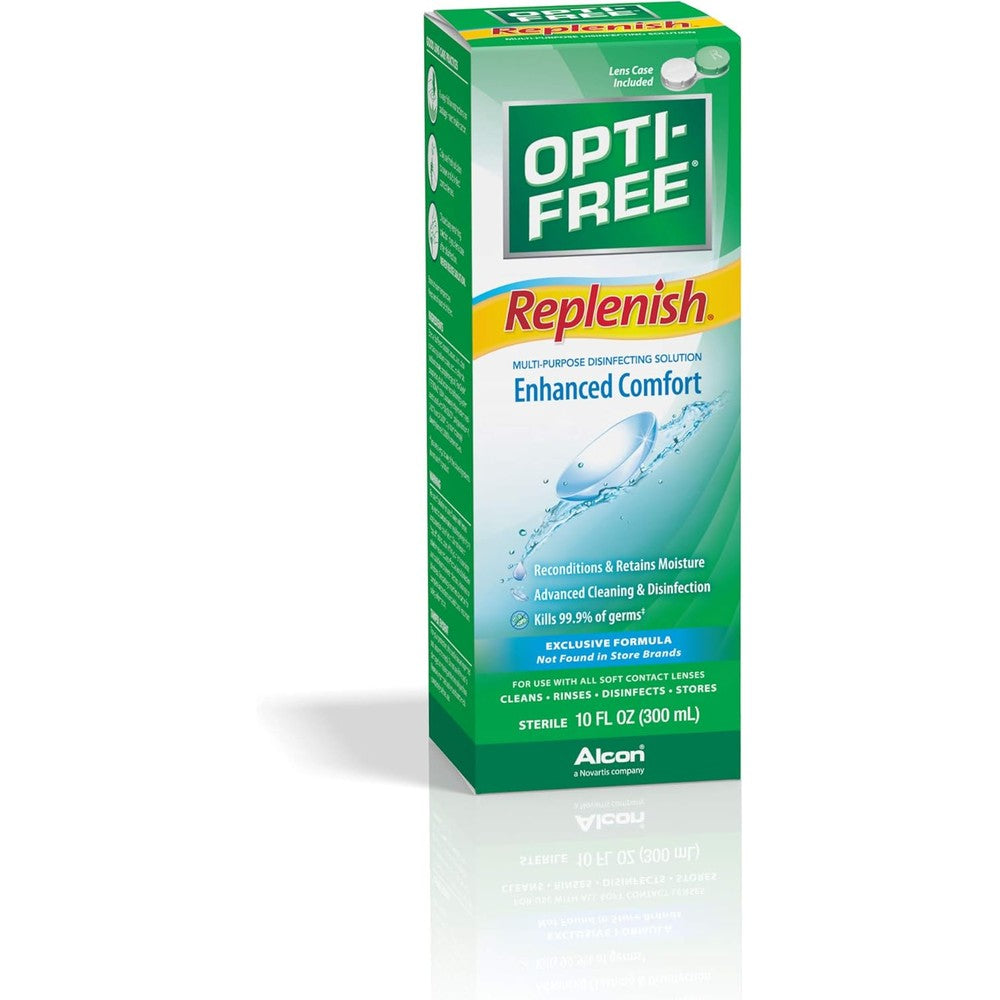 Opti-Free Replenish multi-purpose disinfecting solution bottle front view