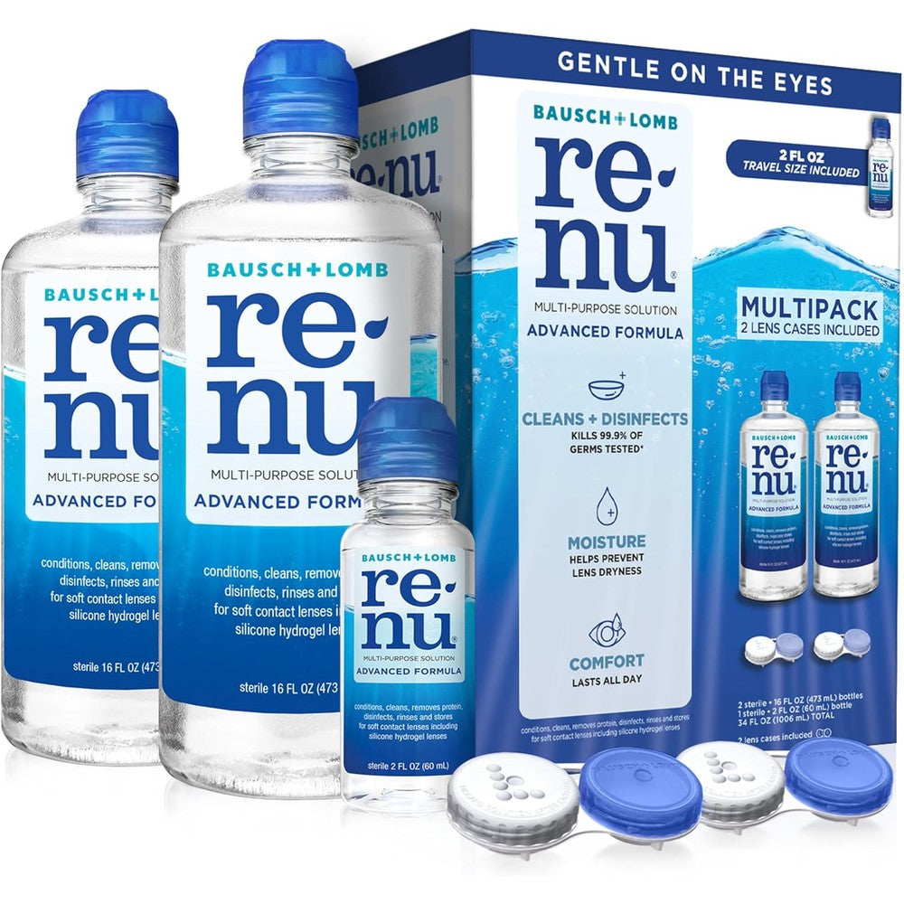 Bausch and Lomb Renu Advanced multi-purpose contact lens solution bottles