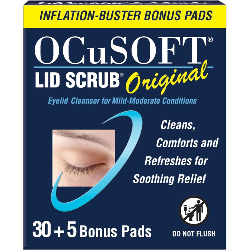 Ocusoft Lid Scrub Original Pre-Moistened Eyelid Cleanser 35 Count Inflation Buster With 5 Extra Pads For Daily Eye Hygiene - Image 1