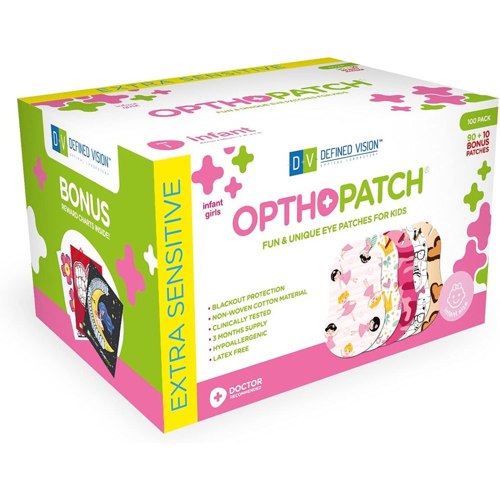 Opthopatch infant eye patches girls design front view pack of 100