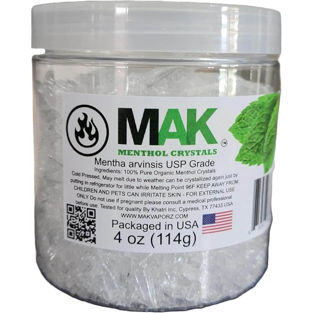 MAK Menthol Crystals 4 Ounce jar front view