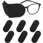 Ouligay 6 pieces glasses eye patch black front view package showcasing reusable non-woven fabric covers