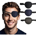 VEEJION medical adjustable eye patches front view showing three-piece pack in black