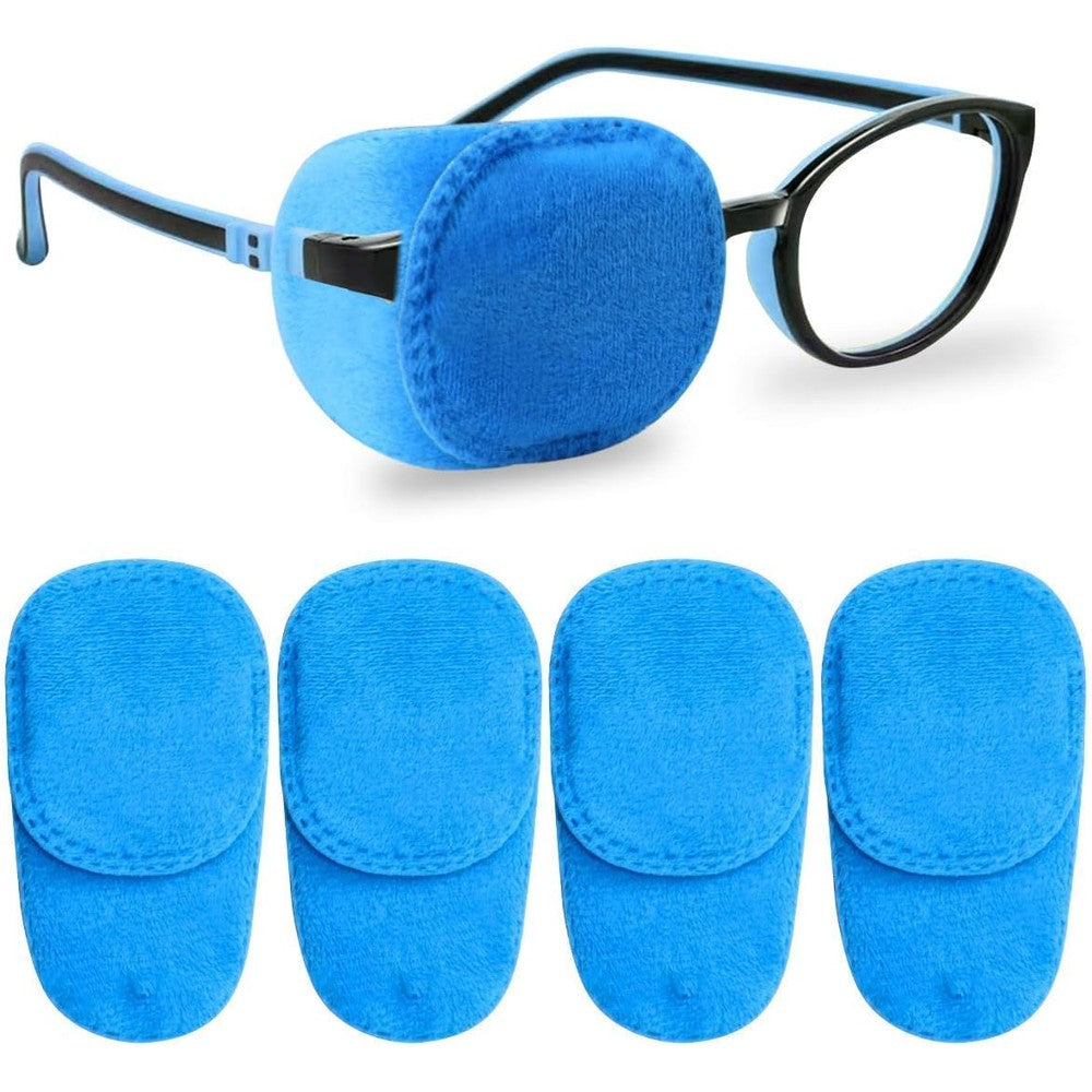 Hecaty children eye patches blue front view on glasses
