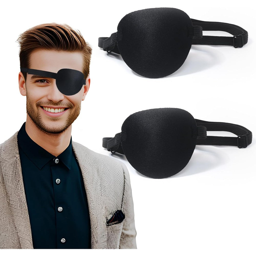 Haikole Enttgo 3D adjustable eye patch front view showcasing the black contoured design.