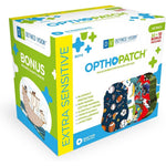 Opthopatch Kids Eye Patches Boys Design front view showing packaging and sports themes