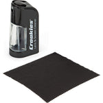 Croakies All in One Lens Cleaning Kit front view featuring the black portable spray bottle and integrated microfiber cloth.