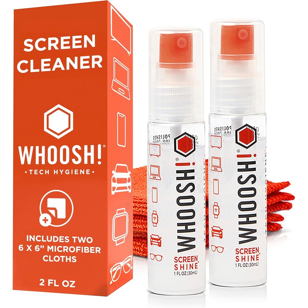 WHOOSH Screen Shine Go Two Pack front view premium screen cleaner kit.