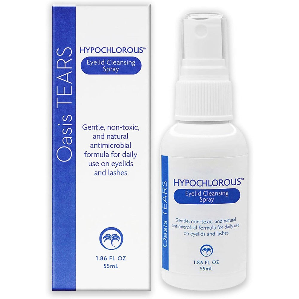 Oasis TEARS HYPOCHLOROUS Eyelid and Lash Cleansing Spray front view premium eye care bottle