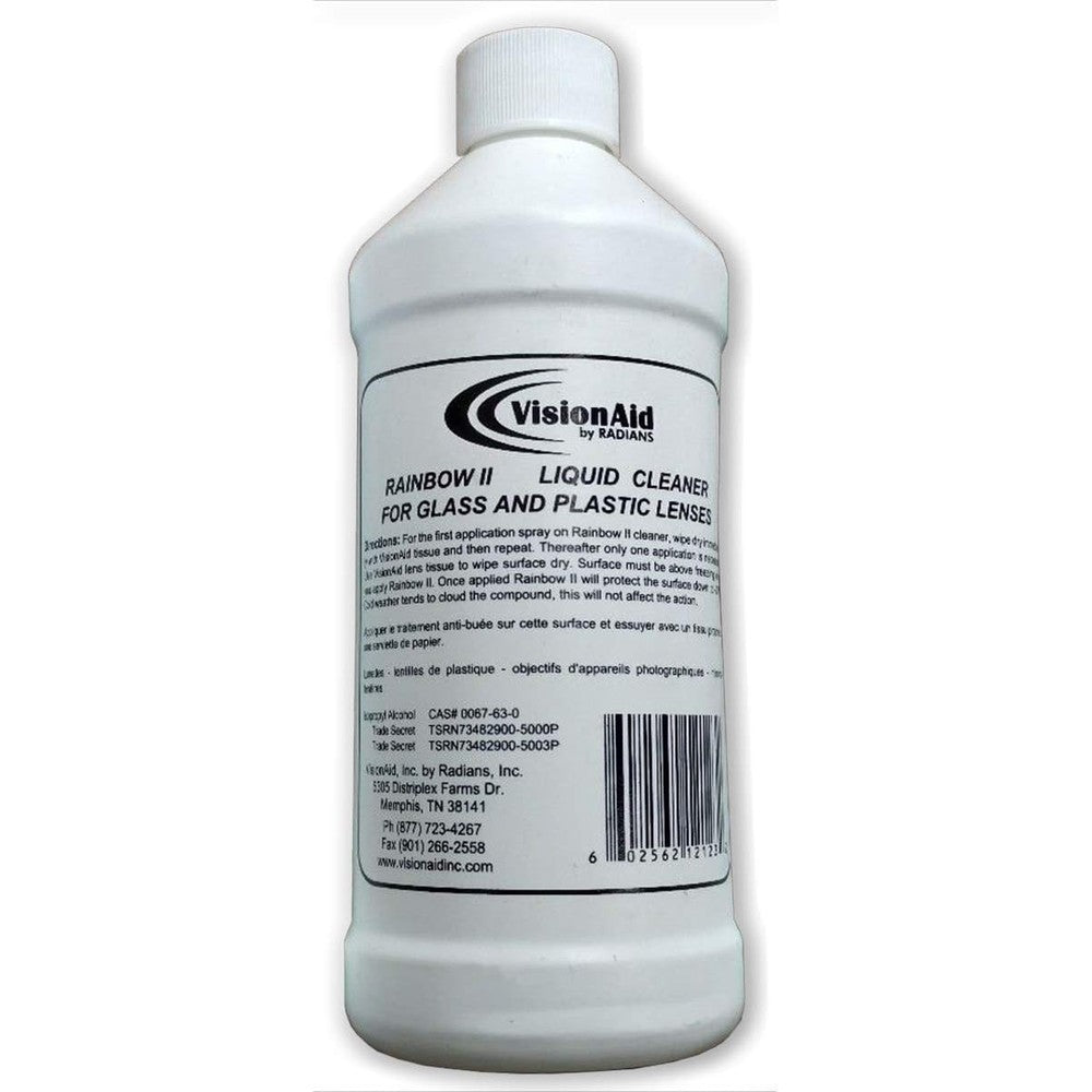 VisionAid 1LCL211B lens cleaner refill bottle front view showing sixteen ounce packaging for anti fog eyewear maintenance.