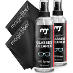 MagicFiber Glasses Cleaner Kit front view displaying two spray bottles and two cleaning cloths.