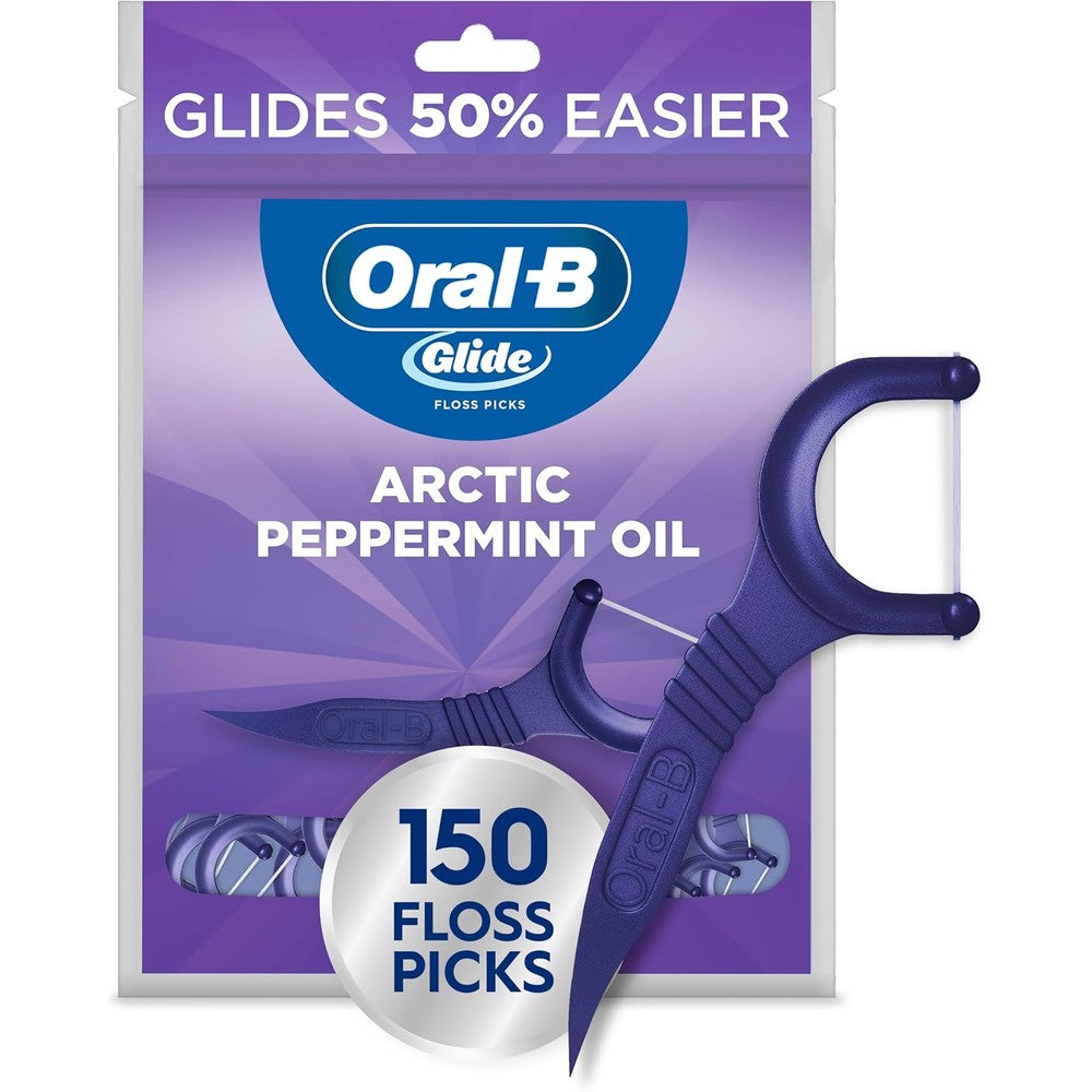 Oral-B Glide Arctic Peppermint Oil best dental floss for tight teeth Picks with 150 count value pack for plaque removal