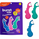 BURST Kids Flossables Strawberry Floss Picks 90 Count front view dental care.
