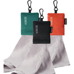 SEIBER eyeglass cleaning microfiber cloth kit front view with black neoprene pouch
