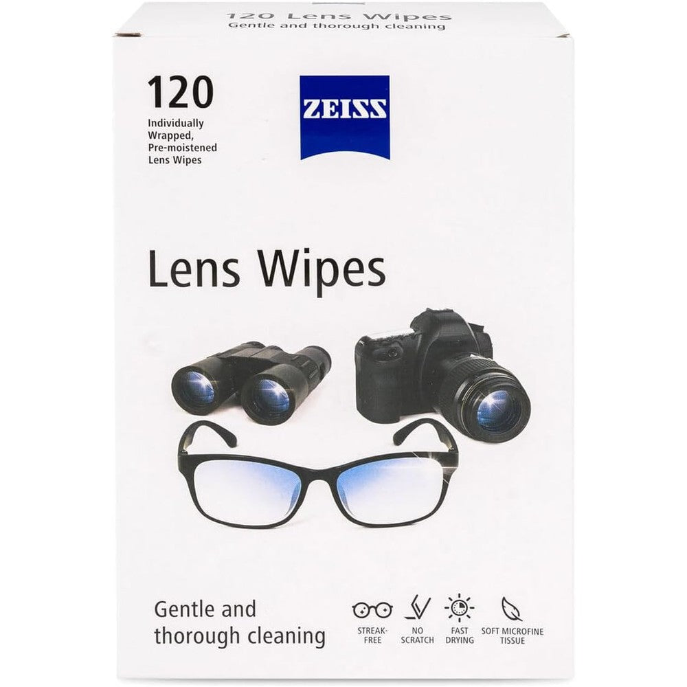 ZEISS pre moistened lens cleaning wipes 120 count box front view