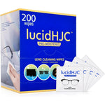 LucidHJC pre moistened lens cleaning wipes front view of the packaging box