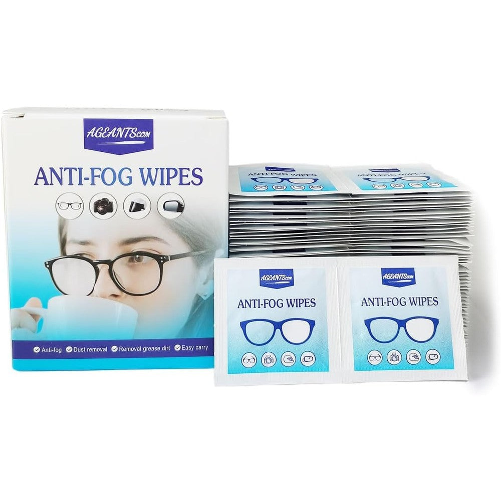 Ageantscom anti-fog wipes for glasses 100 pack front view