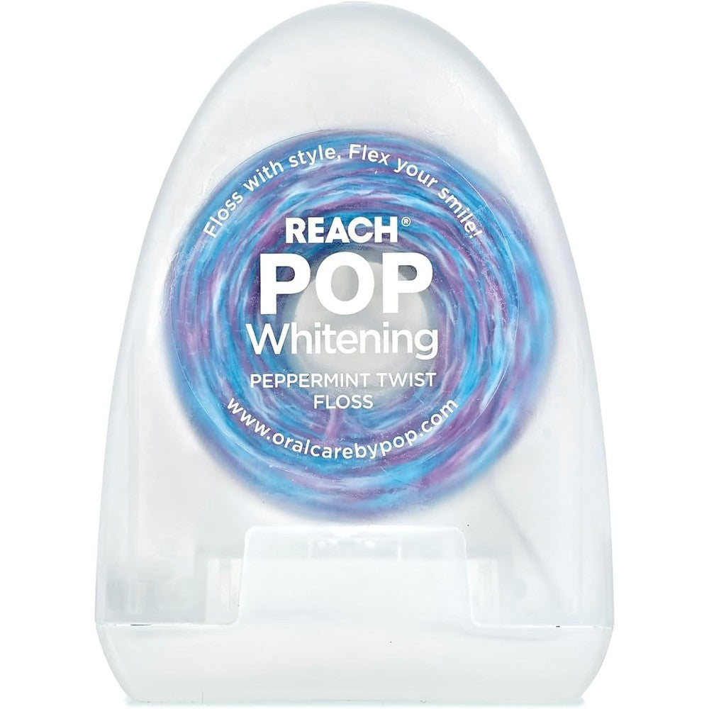 Reach Pop Whitening Dental Floss peppermint front view for premium oral care.