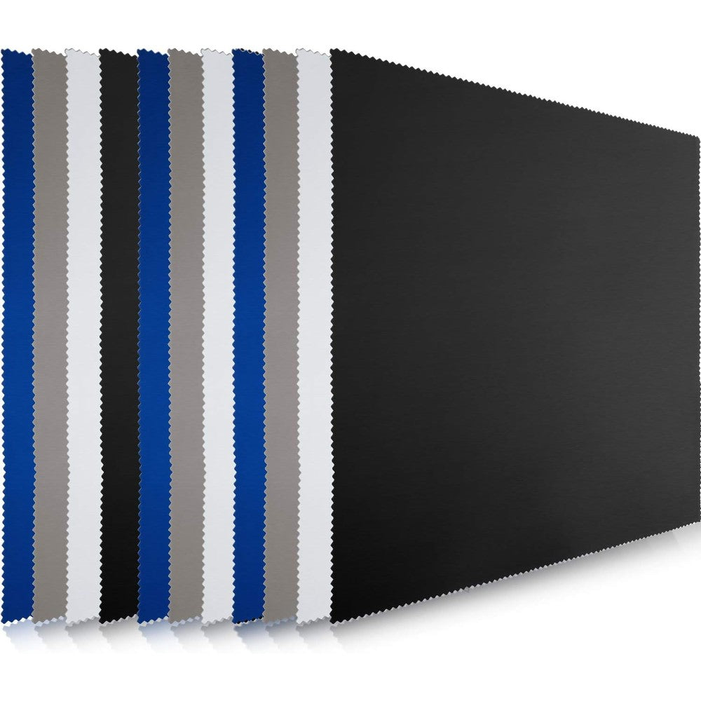 Frienda 12 Pack Large Microfiber Glass Cleaning Cloths front view showing four assorted colors stacked together.