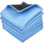 Eco-Fused microfiber cleaning cloths 5 pack front view showing double-sided material textures.