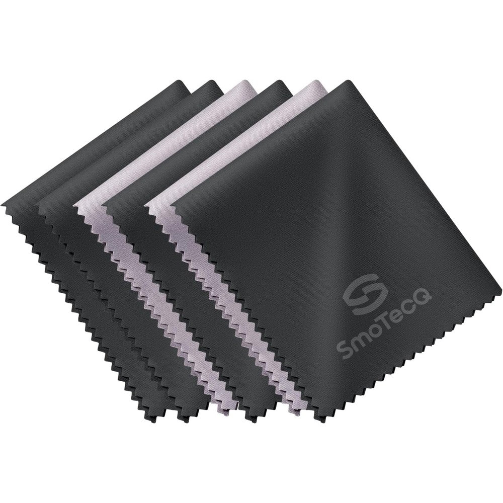 SmoTecQ Premium Microfiber Glasses Cleaning Cloths 6-Pack front view showcasing individual packaging.