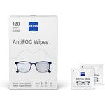 ZEISS AntiFOG lens wipes one hundred twenty count box front view showing product branding