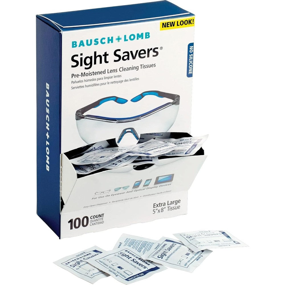 Bausch And Lomb Sight Savers premoistened lens cleaning wipes front view box packaging for clear vision