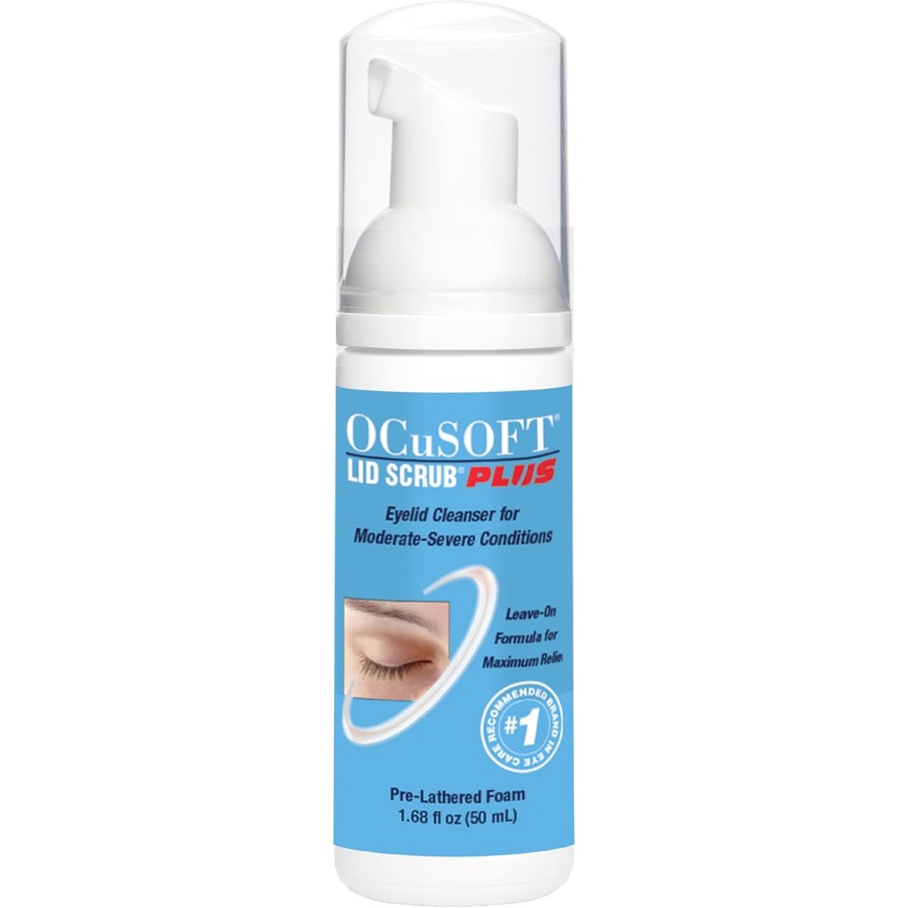 OCuSOFT Lid Scrub PLUS Foaming Eyelid Cleanser 1.68 Fluid Ounce front view bottle on white background