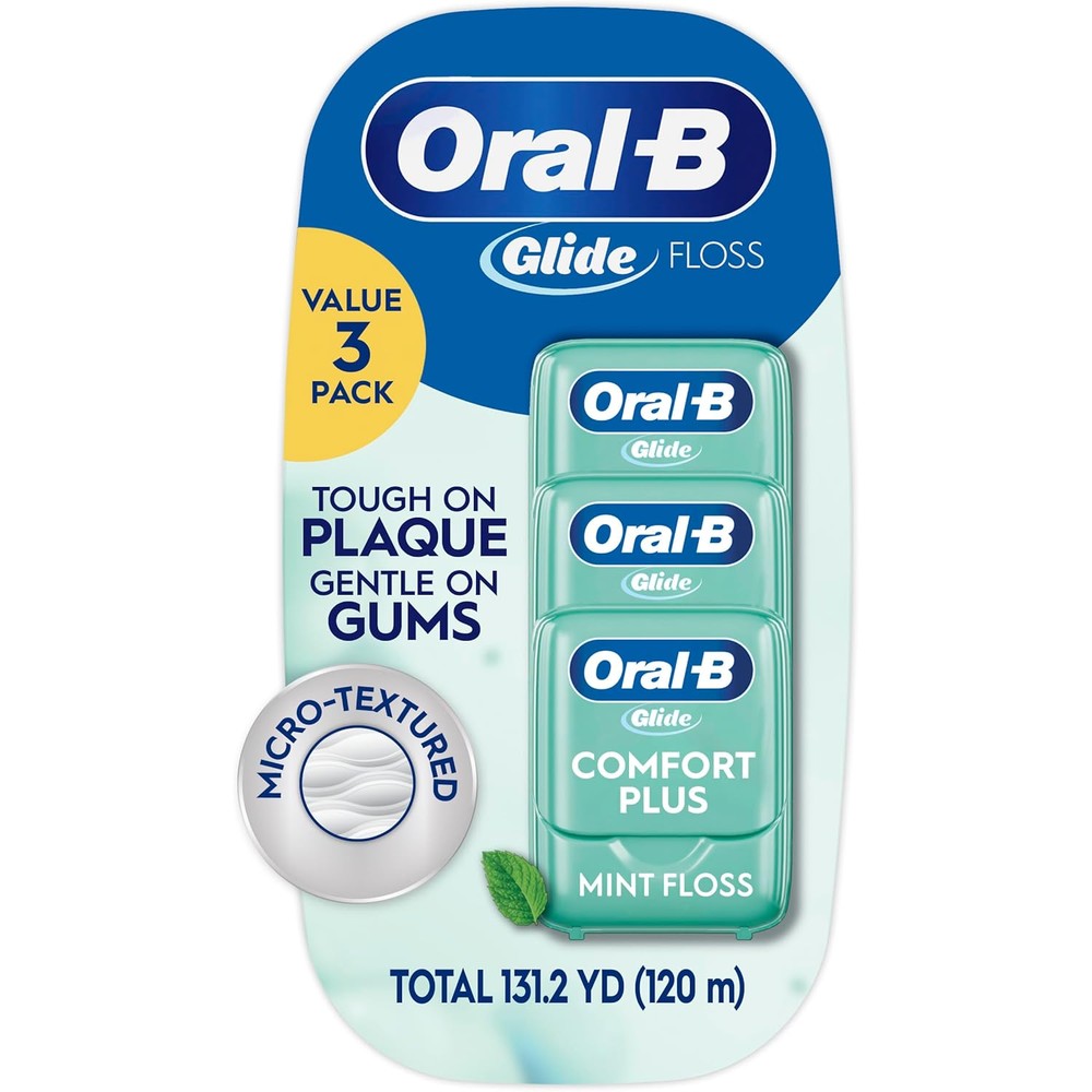 Oral-B Glide Pro-Health Comfort Plus Mint Floss 3-Pack front view imported oral care.