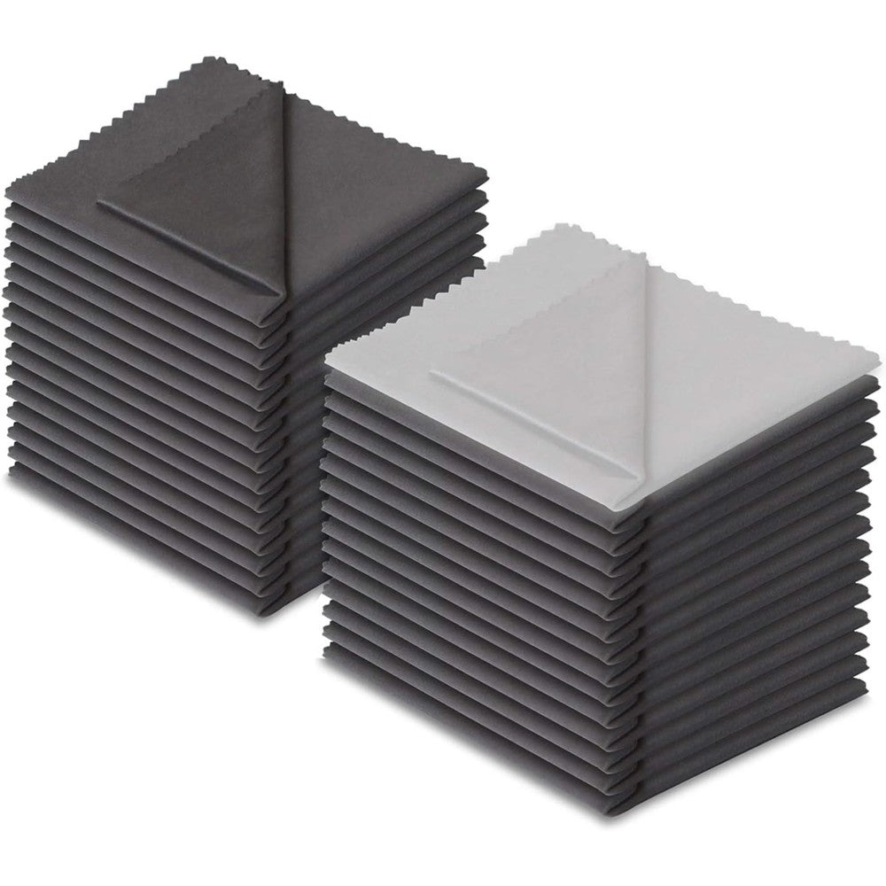 Xthel microfiber cleaning cloths 30 pack front view layout showing grey and white cloths