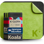 Koala Lifestyle lens cleaning cloth front view showing black and green microfiber fabric package