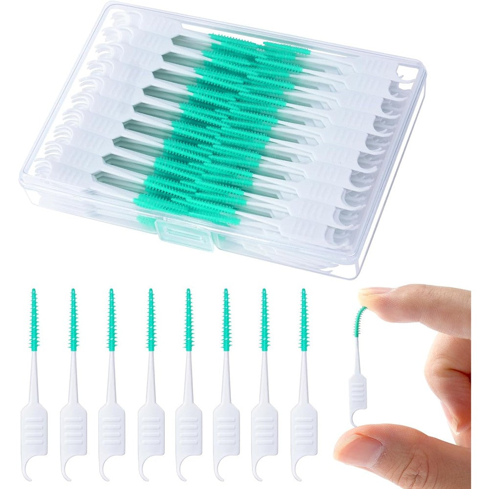 YEERSUO Soft Silicone Interdental Brushes front view with transparent storage travel case