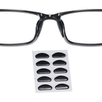 Gdnmpat eyeglass nose pads front view showing 5 pairs of black silicone pieces
